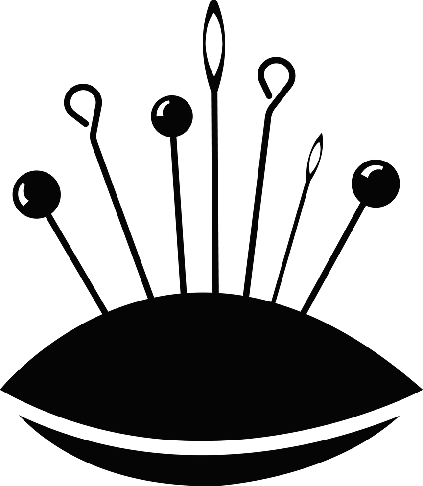 Needle pillow icon. Black punch cushion symbol